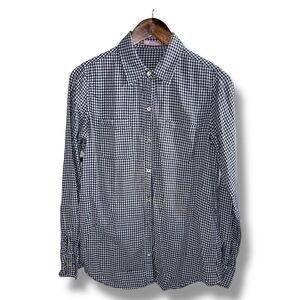 Calypso St. Barth Navy Gingham Button Up Shirt Size S